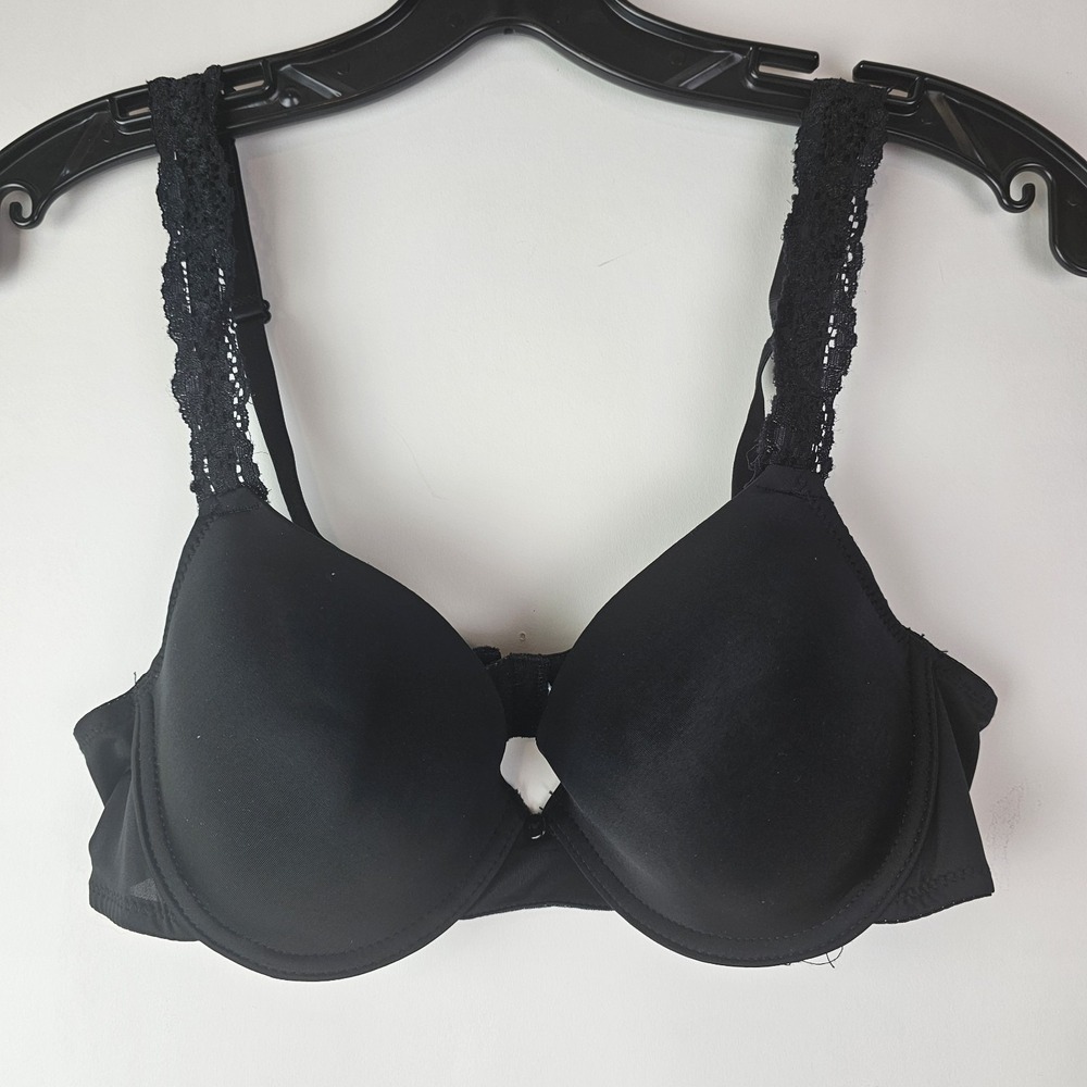 Laura Ashley Women Bra 36B Black Lace Underwired Push Up Bra